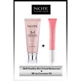Note Cosmetics 3 in 1 Tinted Ton Eşitleyici 50 SPF Krem & BB Lip Corrector Dudak Parlatıcısı 02 Pembe Makyaj Seti Doğal Görünüm - 001