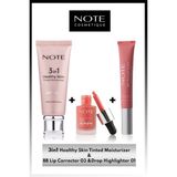 Note En Favoriler 3'lü Makyaj Seti - 3 In 1 Healthy Skin / Drop Highlighter 01 / Bb Lip Corrector 03