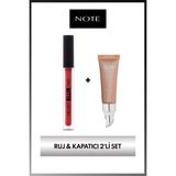 Note Kapatıcı & Ruj Seti Velvet Blur Tint Kadife Bitişli Nemlendirici Mat Ruj ve Mineral Concealer Spf 15 Yoğun Kapatıcı Metal Başlıklı Göz Altı Kapatıcısı - 201 Açık