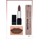 NOTE Mattever Lipstick Yarı Mat Saten Bitişli Ruj 01 Chocolate Mood - Kahverengi