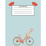 Notebook: Cyan Cover Bicycle Design, 80 pages B5, colored lined interior, notebook for journaling and schoolwork