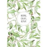 Notebook: Graph Paper Journal, Quad Ruled 5x5, Large (8.3 x 11.7 inches - A4 Size), 100 Pages, Botanical Cover, green - Inspire, Create, Repeat, Poserlane