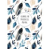 Notebook: Graph Paper Notebook, Quad Ruled 5x5, Large (8.3 x 11.7 inches - A4 Size), 100 Pages, Botanical Cover, Blue - Genius in Progress. Maybe, Poserlane Notebook