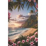 Notebook, Journal, Hawaii, Hawaiian Coast, Flowers, 144 Pages, College Ruled, Matte Finish