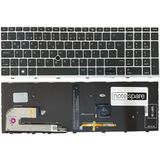 Notespare Hp Uyumlu Elitebook 850 G6 (151N7EP), 850 G6 (169K9EC) Işıklı Klavye Siyah Tr Gümüş Çerçeveli - 001-Renkli - YOK