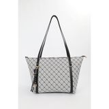 NOTHING Kadın Monogram Gri Halka Charm Detaylı Fermuarlı Omuz Çantası En42 Boy27 Sofia