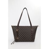 NOTHING Kadın Monogram Kahve Halka Charm Detaylı Fermuarlı Omuz Çantası En42 Boy27 Sofia