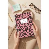 Notisyon Ders Programlı Spiralli A5 Çizgisiz Okul Defteri Leopar Kapak 120 Sayfa - 01P-Pembe