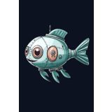 Notizbuch: Fische Notizbuch | 6x9 Zoll DIN A5 | 100 Seiten liniert | Angler Notizheft | Fischen Tagebuch | Roboter Fisch Schreibheft | Angeln Geschenk
