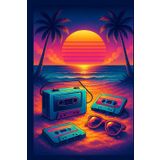 Notizbuch - Walkman am Strand: Dein stimmungsvolles liniertes DIN A5 Hardcover Notizbuch für deine tollen Ideen