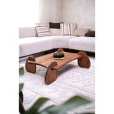 NotMono Masif Ahşap Orta Sehpa | Dikdörtgen Ceviz Tonu Kavisli Ayak Modern Mid-Century Tasarım Sehpa 88x60cm