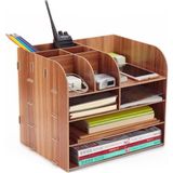 Notpa 10 Bölmeli Ceviz Masaüstü Evrak Rafı Organizer 34x27x21,5 cm Düzenleyici