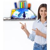 Notpa Ahşap Yağmurlu Anime Gökkuşağı Cetvelli Masaüstü Kalemlik Kutu Çocuklar Için Organizer Gk61