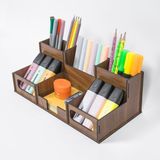 Notpa Ofis Tipi 6 Gözlü Dekoratif Masaüstü Kalemlik Kalem Kutusu Organizer NOTPA.ORGANIZER18CEVIZ