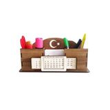Notpa Takvimli Masaüstü Kalemlik Organizer Ahşap Akasya, takvimli02