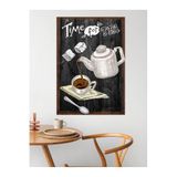 Notpa Time For Tea Siyah Çerçeve Görünümlü Ahşap Duvar Tablosu A4 - Çay Zamanı model4_room9