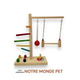 NOTREMONDEPET Ahşap t tünek muhabbet kuşu vb kuşlar için uygundur zeka oyunlu zil toplu salıncaklı i