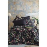Notte 300 TC (120 TEL) DIJITAL pamuk saten nevresim Takımı Aile Seti - Siyah - 160 x 220 cm