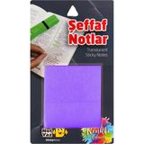 Notyaz Şeffaf Mor Yapışkanlı Not Kağıdı 75x75 mm 50 Yaprak Kare Şekilli Bloknot