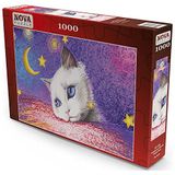 Nova 1000 Parça Yıldızların Altında Beyaz Kedi Puzzle