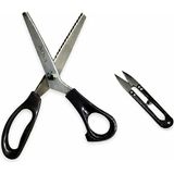Nova 24 cm Sürfile Zig Zag Makas + Metal küçük Makas - Sk5 Paslanmaz Çelik - Aura Online - Siyah
