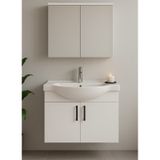 Nova 80 Cm Mdf Beyaz, Oval Seramik Lavabo, Banyo Dolabı Beyaz