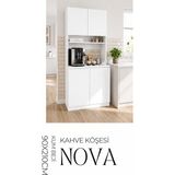 Nova 90X210 cm Çok Amaçlı Dolap Kahve Köşesi Mutfak Düzenleyici Beyaz