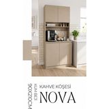 Nova 90X210 cm Çok Amaçlı Dolap Kahve Köşesi Mutfak Düzenleyici Kum Beji