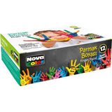 Nova Color 12 Parça Su Bazlı Parmak Boyası 25 ml Kolay Silinebilir Renkli Set