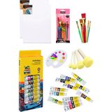 Nova Color 12 Renk Akrilik Boya Tüp 12 ml 25X35 Tuval Set