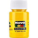 Nova Color 30 ml Kumaş Boyası 12 Şişe Tek Renk Canlı ve Kalıcı Tekstil Boyası - Sarı