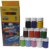 Nova Color Akrilik Boya 12 Renk 17 ml 1 Paket Akrilik Boya Seti 12 Li Ahşap Tuval Taş Ağaç Boyamalar Için Idea Boyama Seti