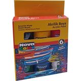 Nova Color Akrilik Boya 6 Renk 17 ml 1 Paket Akrilik Boya Seti 6 Lı Ahşap Tuval Taş Ağaç Boyamalar Için Idea Boyama Seti