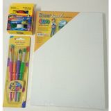 Nova Color Akrilik Boya 6 Renk 17 ml - Cem Fırça Seti 4lü - Brons Tuval 25*35