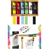 Nova Color Akrilik Boya 6*75 ml Rich Keep Smile 6lı Karma Fırça Zemin Fırça Sanat Set