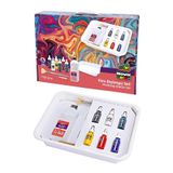 Nova Color Ebru Boya Seti A-4 30 Parça 1 Paket Ebru Sanatı Seti Kitre Kağıt 6 Renkli Boya Fırça Tekne ve Biz