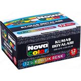 Nova Color NC-192 12'li Canlı Renk Kumaş Boyası Seti – Hobi, El Sanatları ve Tasarım Çalışmaları İçin