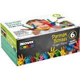 Nova Color Parmak Boyası - 6 Renk (Sarı, Kırmızı, Mavi, Yeşil, Beyaz, Siyah) Küçük Boy, Çocuklar İçin Eğlenceli Desenler