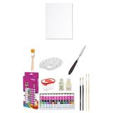 Nova Color Tüp Yağlı Boya Seti 12 ml 12'li 25X35 Tuval Seti Metal Spatül Zemin Fırça Resim Paleti