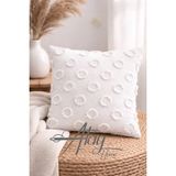 Nova Ekru Şönil Kırlent Kılıfı – Ekru 43X43 cm (50X50 - 30X50 – 40X60 Ölçü Seçenekli) - 50 x 50 cm - Beyaz