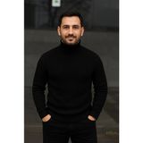 Nova Epoxy Art Erkek Fitilli Triko Kazak 2li Set Gri Siyah Regular Balıkcı Yaka Tam Boğazlı Triko Seti Modeli Kazak - Çok Renkli - XL
