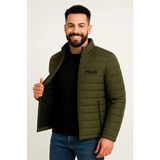 Nova Epoxy Art Erkek Mikro Su Itici Kapitone Baskılı Astarlı Fermuarlı Bomber Mont - Haki - XL