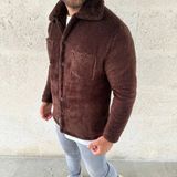 Nova Epoxy Art Erkek Pelüş Polar Hırka Gömlek - Yakalı, Ilik Düğmeli, Göğüs Cepli, Yumuşak Dokulu Kışlık Regular Fit Rahat Günlük Model - Kahverengi