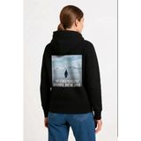 Nova Epoxy Art Oversize Hoodie - Sırt Baskılı Survivor Penguin Temalı, Felsefi Yazılı Kapüşonlu Sweatshirt - Siyah - XL