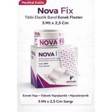 Nova Fix Tıbbi Elastik Band 5 mt x 2.5 cm Hipoalerjenik Yapı ile Esnek Flaster Tüm Ciltler İçin - Açık Beyaz