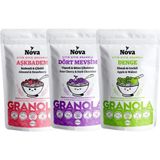 Nova Granola Mix Paket 3 (Bademli ve Çilekli-Vişneli ve Bitter Çikolatalı-Elmalı ve Cevizli) 340 gr x 3 - 1,2 kg