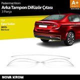 Nova Krom Fiat Egea Sedan Krom Arka Tampon Difüzör Çıtası 3 Prç. 2015 Üzeri (Mat Krom)