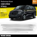 Nova Krom Mercedes Vito W447 Krom Cam Alt Çıtaları 8 Prç. (Tek Sürgülü Kapı-L1 Kısa Şasi) 2014-2020