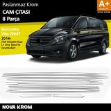 Nova Krom Mercedes Vito W447 Krom Cam Alt Çıtaları 8 Prç. (Tek Sürgülü Kapı-L2 Orta Şasi) 2014-2020