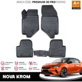 Nova Krom Opel Corsa F 3D Pro Havuzlu Paspas 2019 Üzeri - Siyah